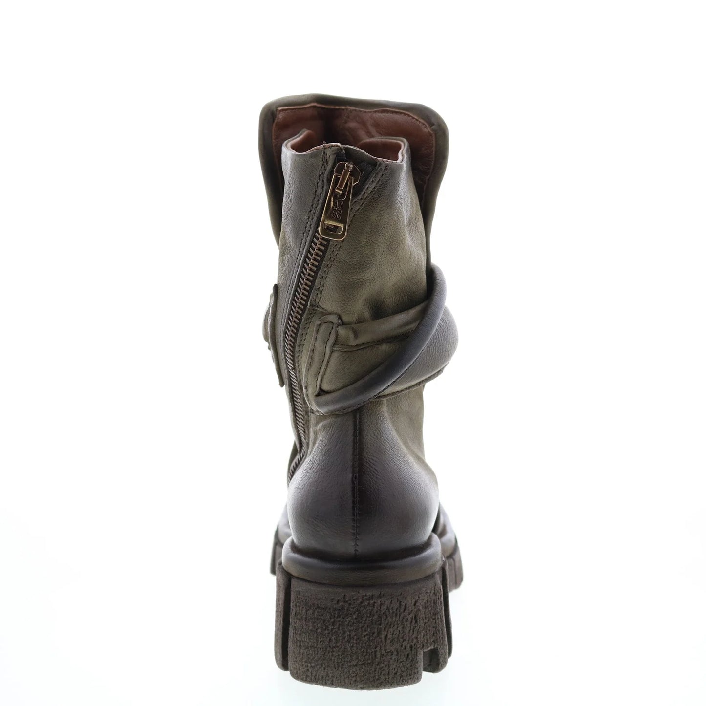 Hersh A82206-301 Womens Green Leather Zipper Casual Dress Boots