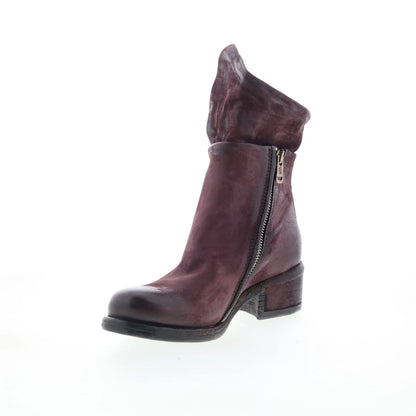 Ibsen Womens Burgundy Leather Zipper Casual Dress Boots