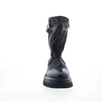 Vinson Womens Black Leather Zipper Casual Dress Boots