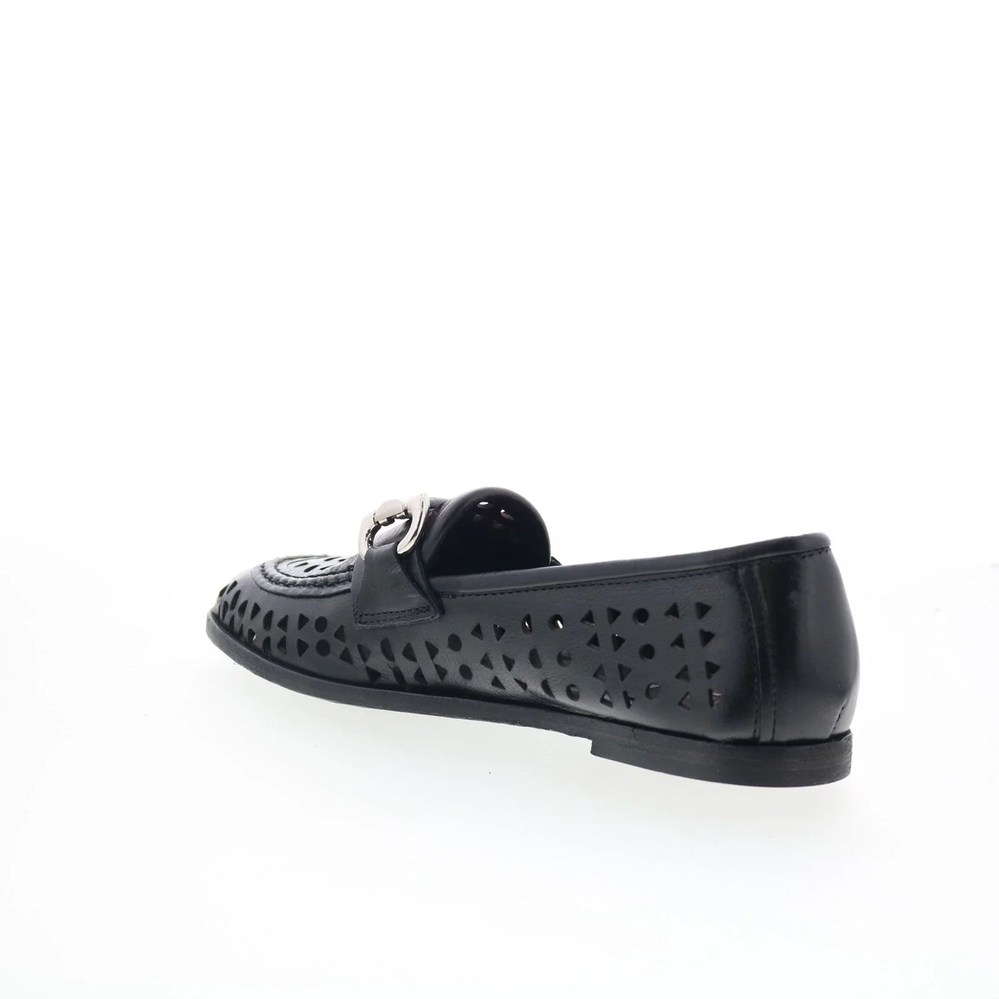 Jorge Womens Black Leather Slip On Loafer Flats Shoes