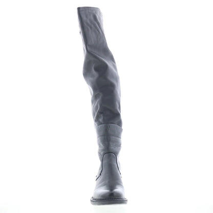 Steed Womens Black Leather Zipper Knee High Boots