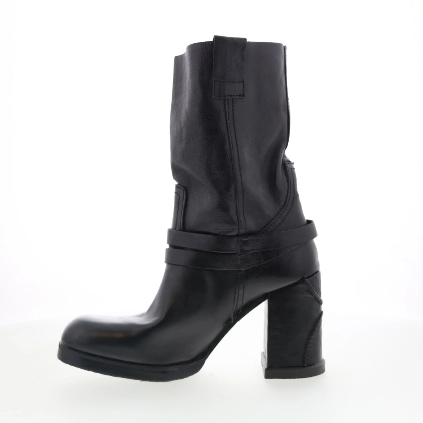 Lil Womens Black Leather Slip On Casual Dress Boots
