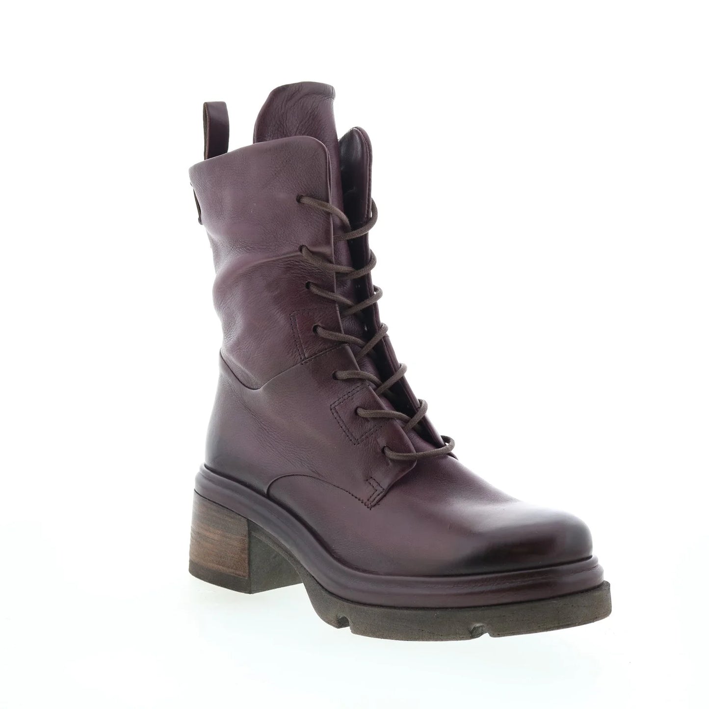 Elvin Womens Purple Leather Lace Up Casual Dress Boots