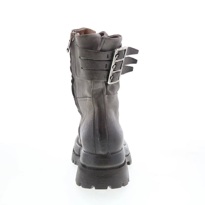 Doran Womens Gray Leather Zipper Casual Dress Boots