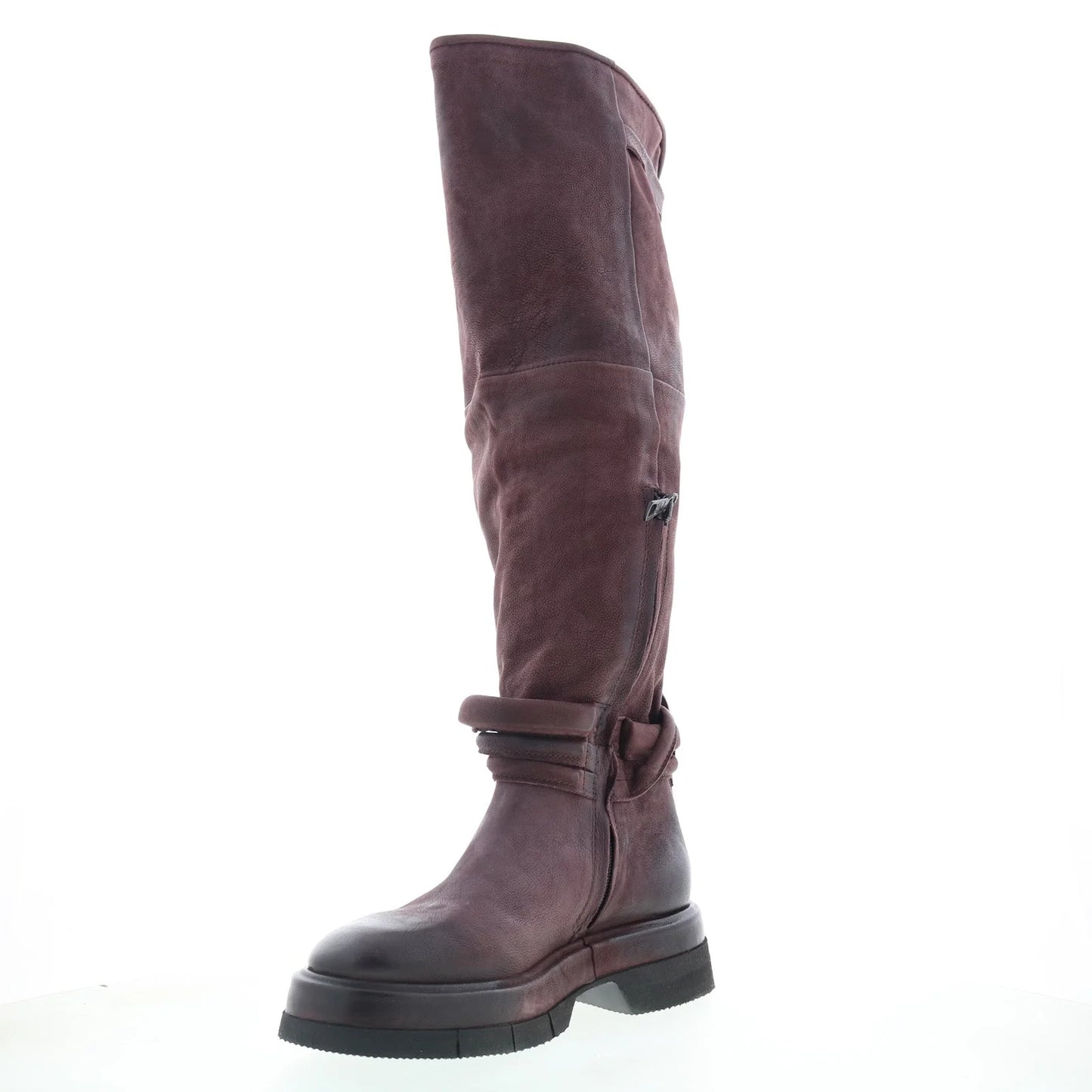 Vick Womens Brown Leather Zipper Knee High Boots