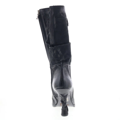 Faron Womens Black Leather Zipper Casual Dress Boots