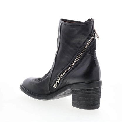 Jase Womens Black Leather Zipper Ankle & Booties Boots