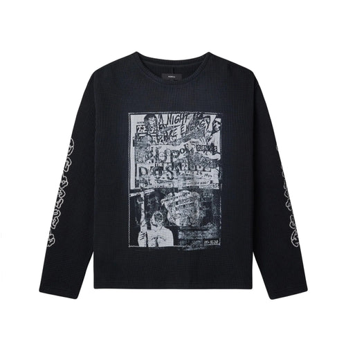 Purple Waffle Knit Long Sleeve - Black