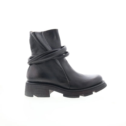 Lider Womens Black Leather Zipper Casual Dress Boots