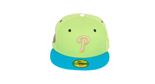 New Era 59Fifty Philadelphia Phillies 2008 World Series "Stone Age Pack" Fitted Hat - Lime Green