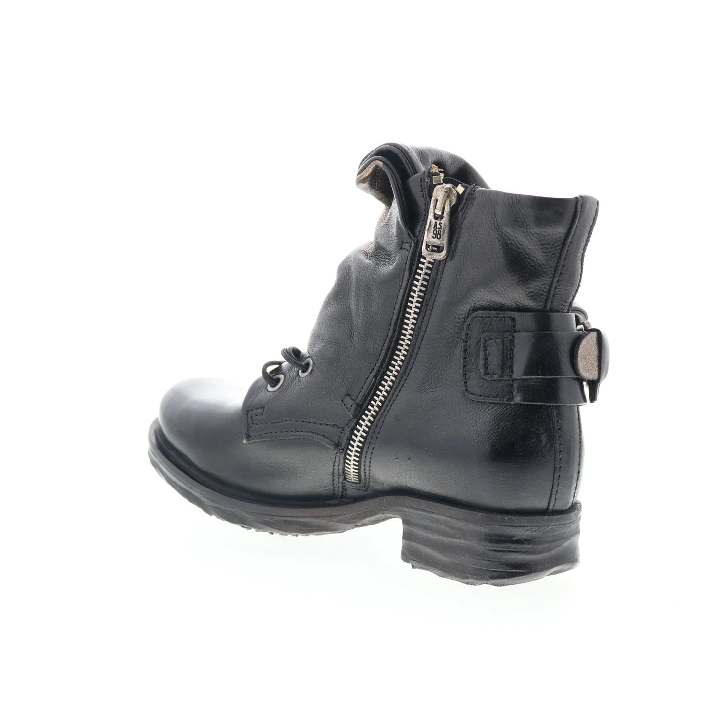 Sebby Womens Black Leather Hook & Loop Ankle & Booties Boots