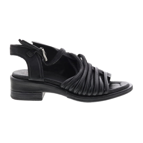 Simmy A70002-101 Womens Black Leather Hook & Loop Strap Heels Shoes