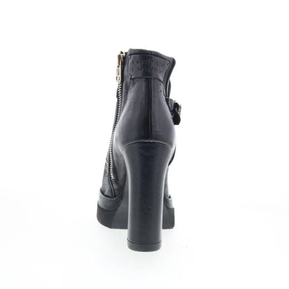 Vinal Womens Black Leather Zipper Ankle & Booties Boots