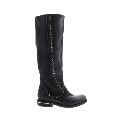 Tye 516338-201 Womens Black Leather Zipper Knee High Boots