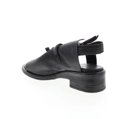 Simmy A70002-101 Womens Black Leather Hook & Loop Strap Heels Shoes