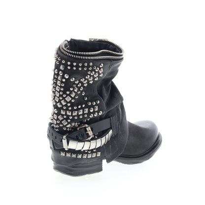 Sid Womens Black Leather Zipper Casual Dress Boots