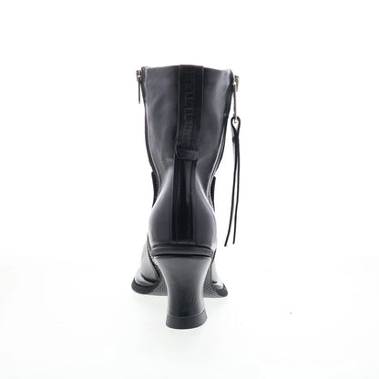 Nelle Womens Black Leather Zipper Casual Dress Boots