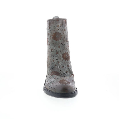 Jase Floral A24214-301-6963 Womens Gray Leather Casual Dress Boots