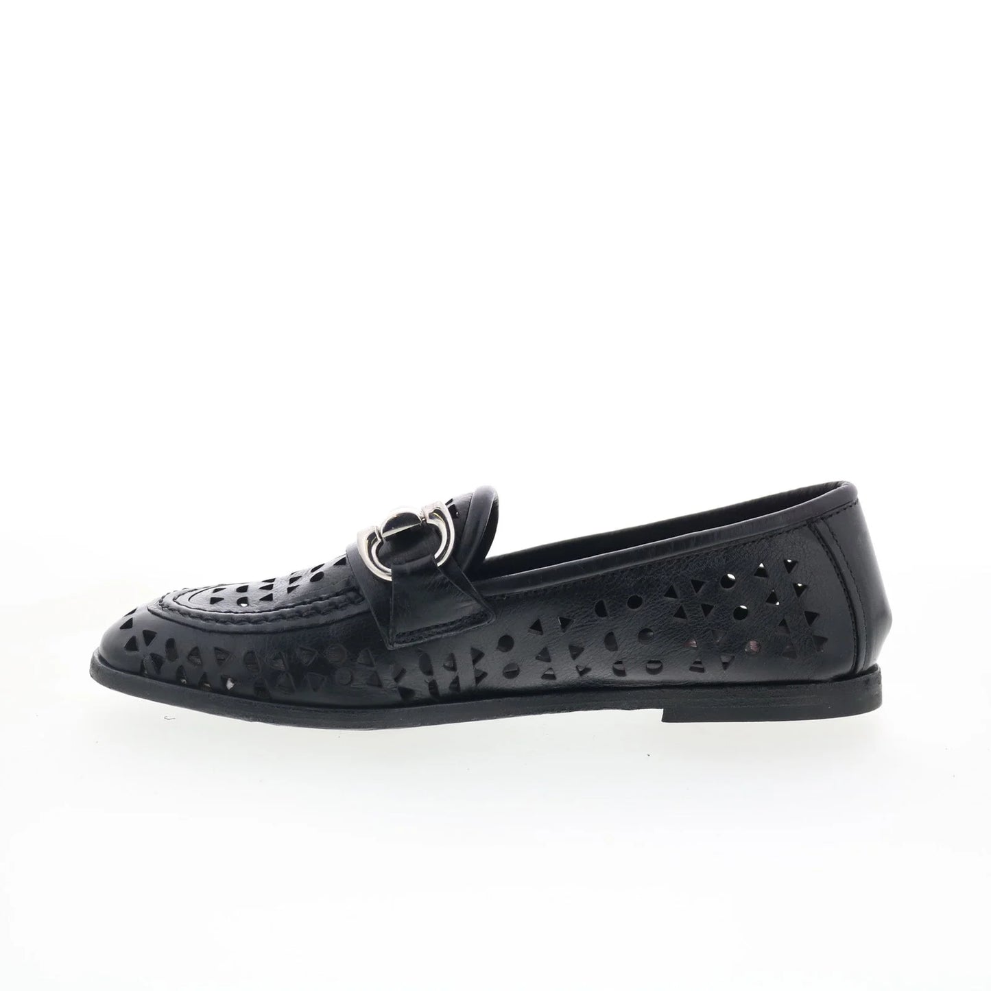 Jorge Womens Black Leather Slip On Loafer Flats Shoes