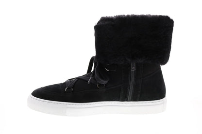 Aquatalia Valarie Suede Shearling Womens Black Suede Zip Laced Boots