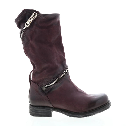 Siggs 259373-101 Womens Burgundy Leather Zipper Mid Calf Boots