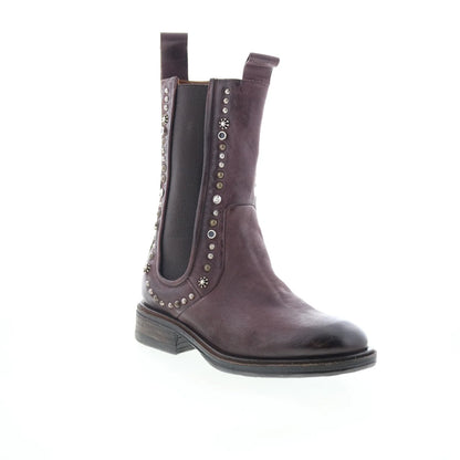 Faris Womens Brown Leather Slip On Casual Dress Boots