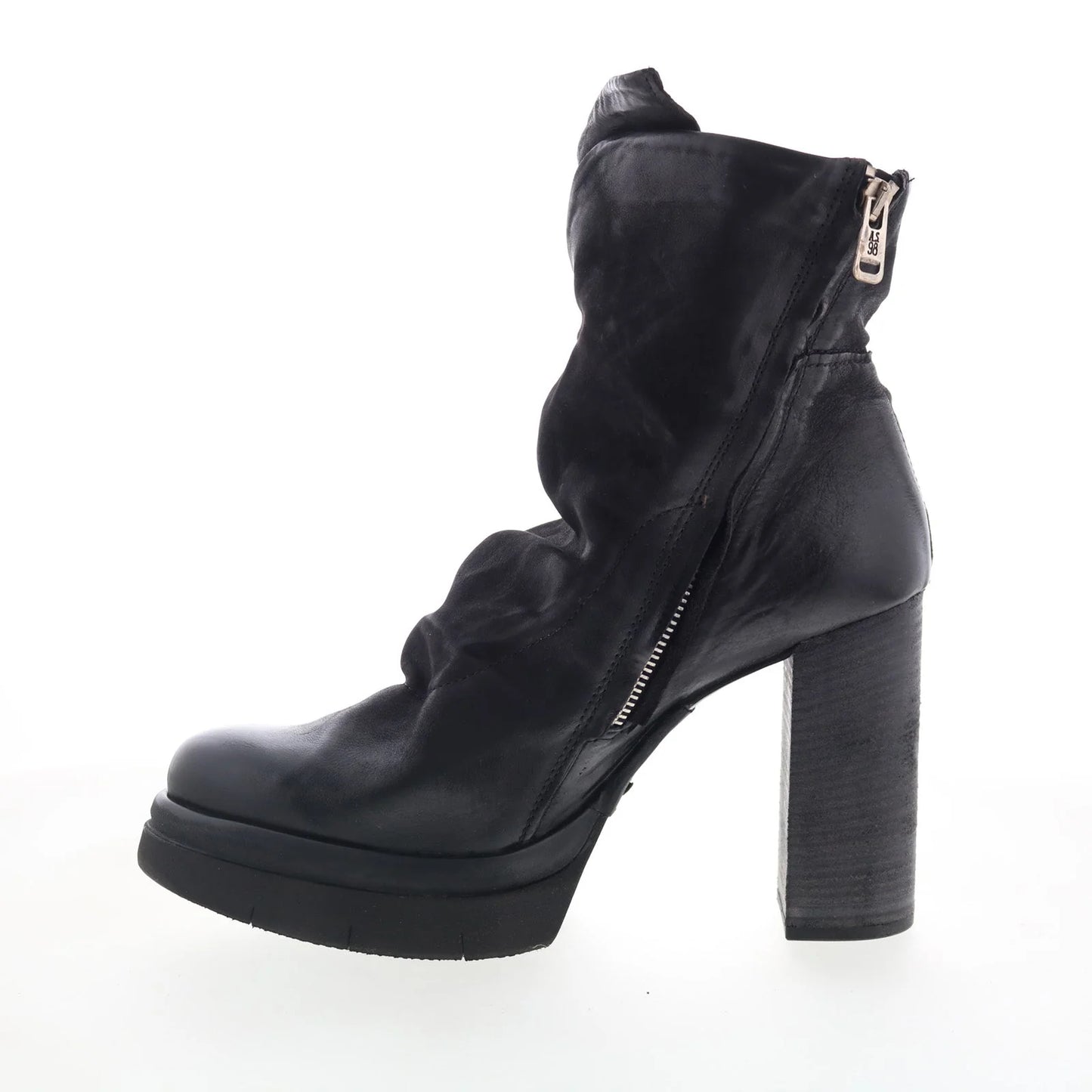 Frannie Womens Black Leather Zipper Ankle & Booties Boots