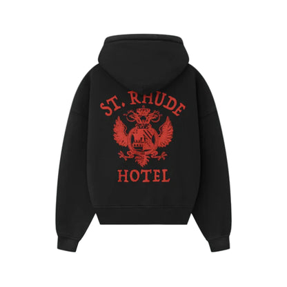 Rhude "ST. Rhude" Seal Zip-Up Hoodie - "Vintage Black"