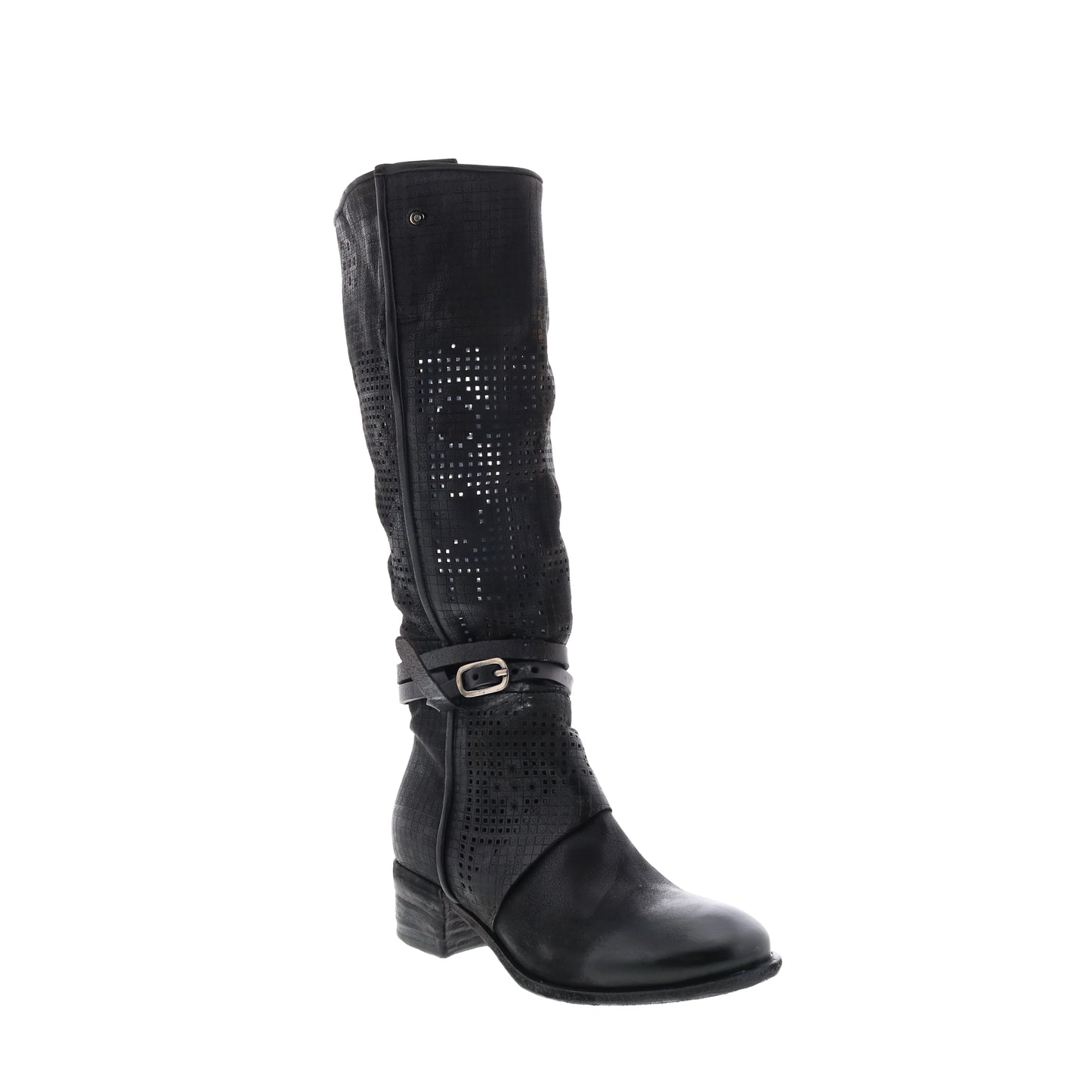 Gene A40313-101 Womens Black Leather Hook & Loop Knee High Boots