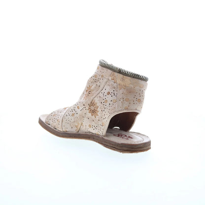 Ritchie Floral Womens Brown Leather Zipper Mule Flats Shoes