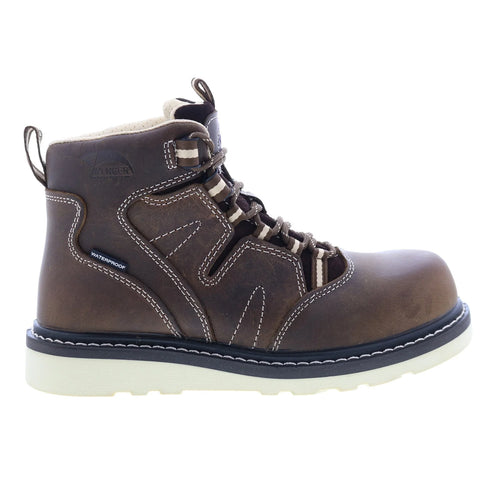 Avenger Wedge Carbon Toe Electric Hazard Waterproof 6" Womens Brown Work Boots