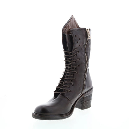 Jasper A24202-101 Womens Brown Leather Lace Up Casual Dress Boots