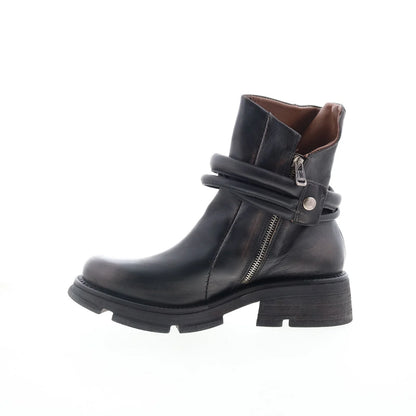 Lider Womens Black Leather Zipper Casual Dress Boots