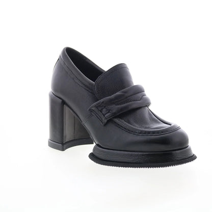 Leight Womens Black Leather Slip On Pumps Heels Shoes
