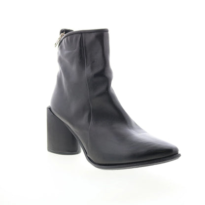 Earl Womens Black Leather Zipper Ankle & Booties Boots