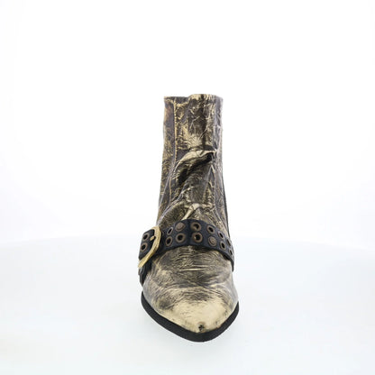 Maxie Womens Gold Leather Zipper Ankle & Booties Boots