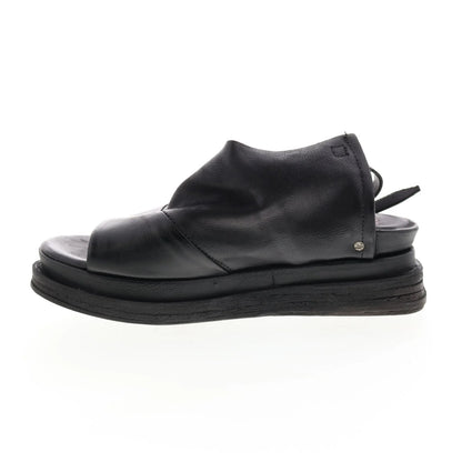 Lira A15027-101 Womens Black Leather Platform Sandals Shoes