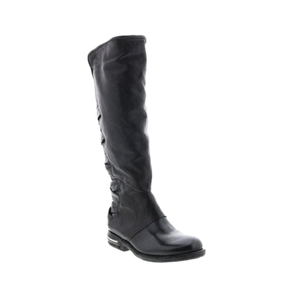 Teagan 516317-101 Womens Black Leather Zipper Knee High Boots