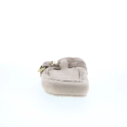 Emmett Womens Beige Suede Hook & Loop Clog Flats Shoes